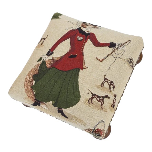 00 Lady Fenella Fox Tapestry Footstool For Sale
