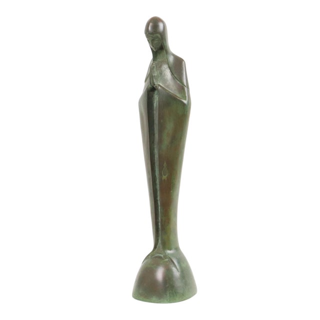 Art Deco Statue of the Virgin Mary in Bronze by Jac Van Vlijmen, 1920s For Sale - Image 4 of 18