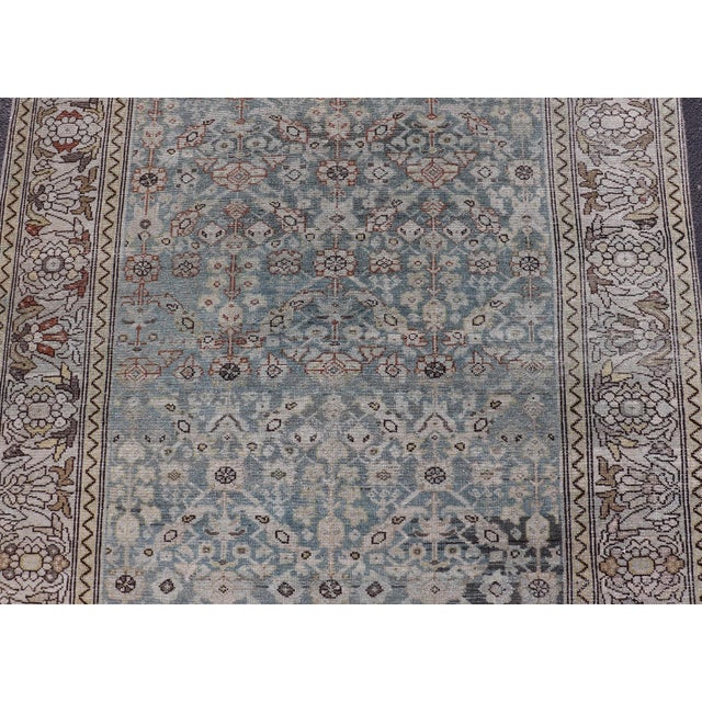 Antique Persian Malayer Gallery Rug With Light Blue Abrash Field Design For Sale - Image 10 of 13