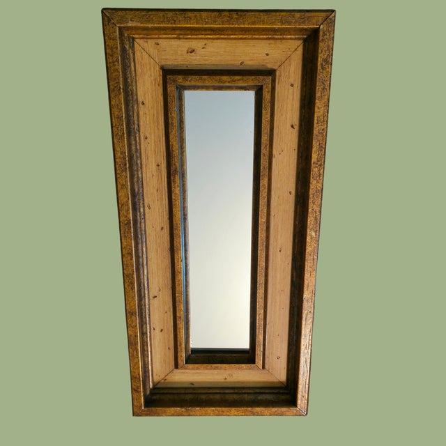 Brown Vintage Rustic Wood Wall Mirror by Triangle Industries 1970s California-Made Farmhouse Accent For Sale - Image 8 of 10