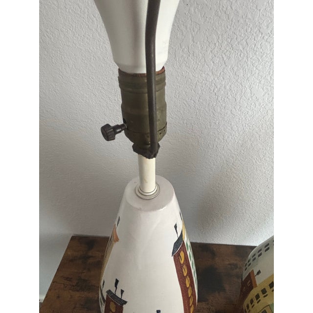 Antique White 1960s Bitossi CityScape Lamps - a Pair For Sale - Image 8 of 9