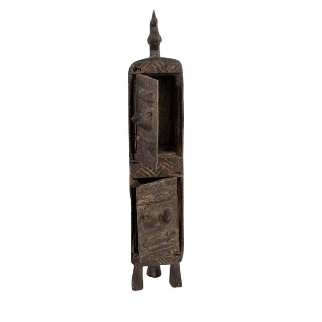 Vintage Unique Dogon Hand Carved Wooden Box Mali 17.5" H For Sale - Image 9 of 10