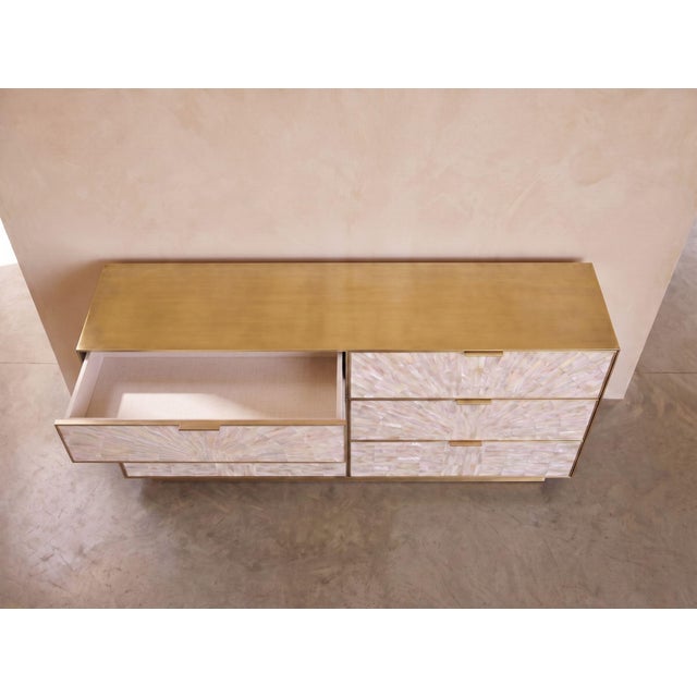 Not Yet Made - Made To Order Arcana Mother-of-Pearl & Brass Six-Drawer Dresser by House of Jaipur For Sale - Image 5 of 9
