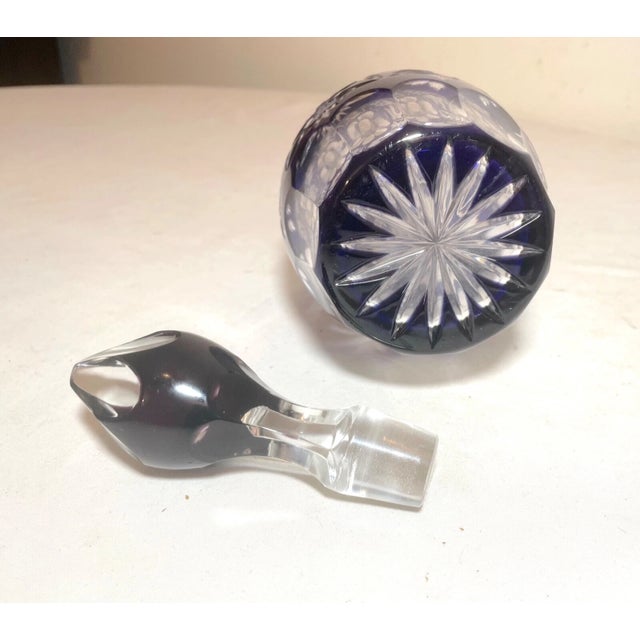 Vintage 5 Piece Cut to Clear Crystal Czech Bohemian Cut Glass Decanter Set Stems For Sale - Image 11 of 11