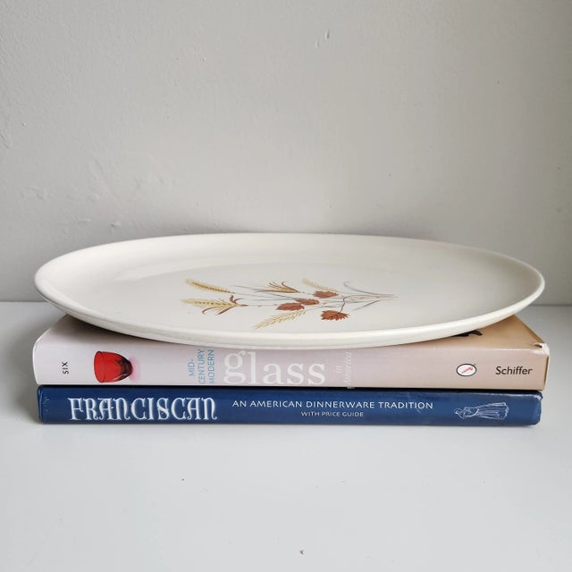 Mid Century Oval Serving Platter Autumn Harvest by Taylor, Smith & Taylor 13" Specs: 13.5in wide x 10in deep x 0.75in tall