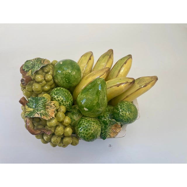 Italian Majolica Mid-Century Ceramic Fruit Centerpiece Basket For Sale In Boston - Image 6 of 11