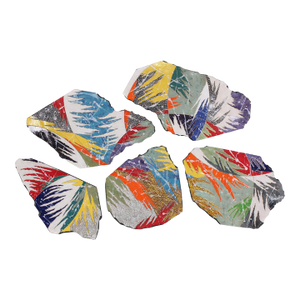 "Spring Bloom" by Michael Gustavson, Five-Part Raku Ceramic Wall Sculpture, Red Yellow and Blue Glaze, Contemporary California Art, Vibrant Colors