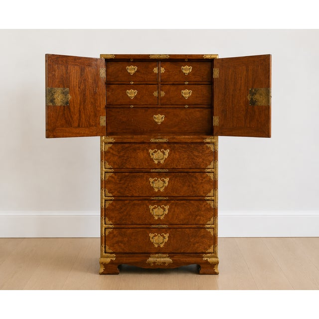 Campaign 18th Century English Campaign Walnut Secretary Chest With Brass Bound Details For Sale - Image 3 of 6