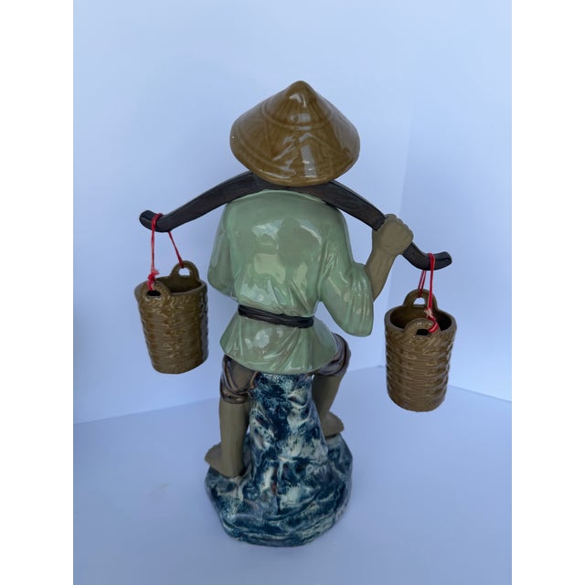Vintage Chinoiserie Farmer Figurines, Pair For Sale - Image 9 of 10