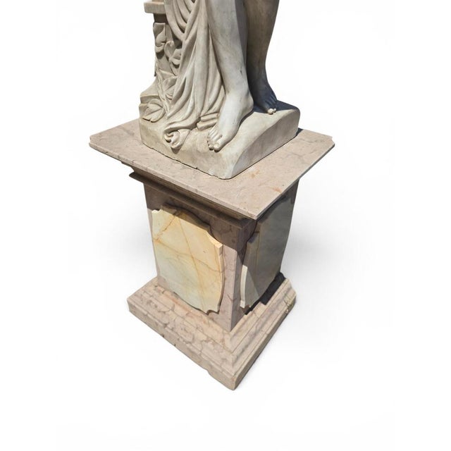 Italian Artist, Greek Revival Sculpture of a Female Figure with the Bust of Dionysus, 1970, Marble For Sale - Image 4 of 10