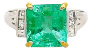 Gia Certified 2.91 Carat Colombian Emerald & Diamond Platinum Ring, Size 6