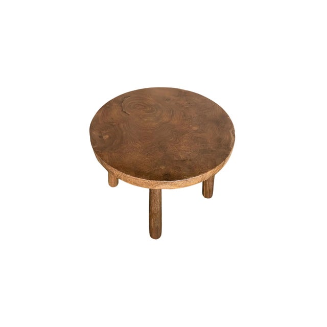 Brown Hand-Carved Sculptural Teak Burl Wood Side Table Set, Organic Modern, Stunning Textures For Sale - Image 8 of 10