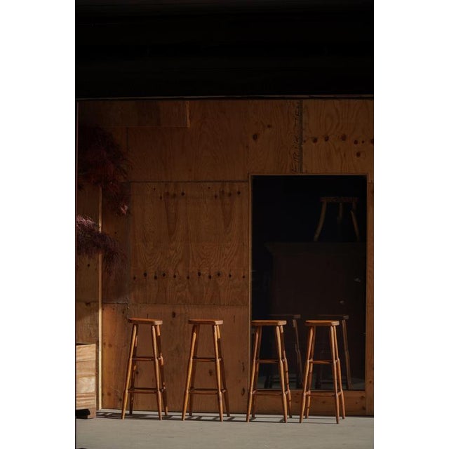 Rustic Vintage Rustic Pine Bar Stools, 1930s, Set of 4 For Sale - Image 3 of 18