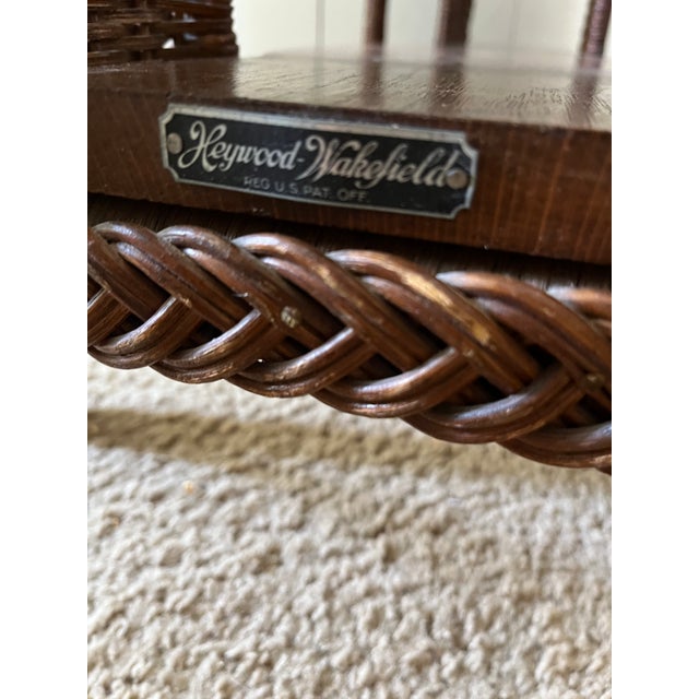 Vintage American Haywood Wakefield small desk or library table with drawer, and lower shelf with book holders. Original...