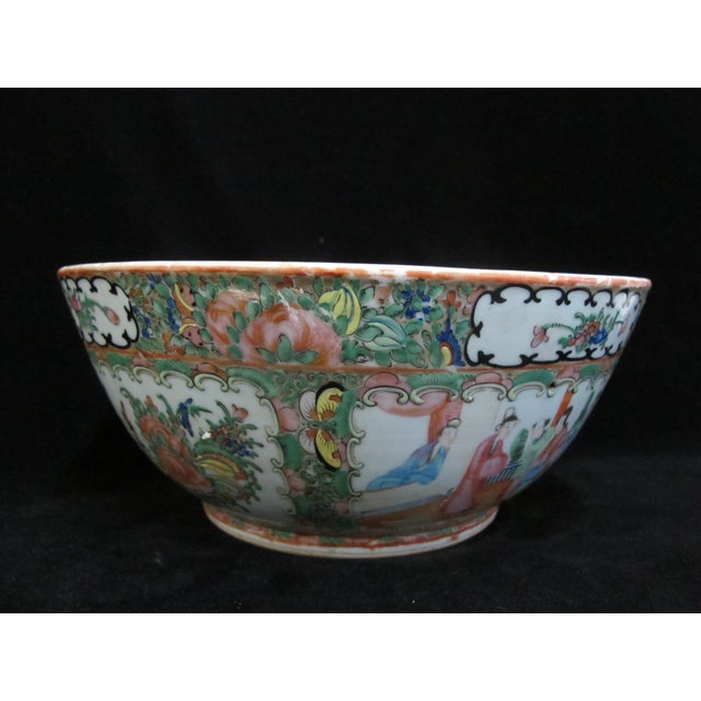 Chinese Chinese Export Porcelain Famille Rose Medallion 11" Punch Serving Bowl For Sale - Image 3 of 16