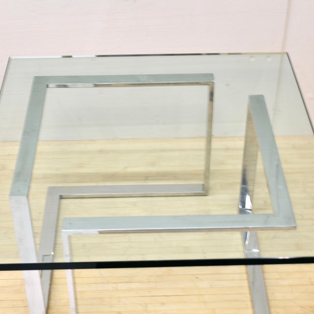 1980s 1980s Modernist Chrome & Glass Square Coffee Table For Sale - Image 5 of 7