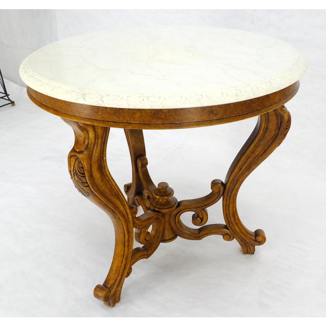 Fine Carved Wood Base Marble Top 31” Diameter Gueridon Center Table Widdicomb For Sale - Image 6 of 18