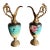 Victorian Austrian Hand Painted Ewers Pair-Griffin-Green Man-Bronze-Antique-Rose For Sale