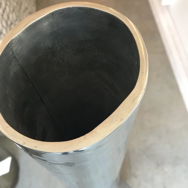 Silver Hand - Hammered Metal Tall Vassel/ Vase For Sale - Image 9 of 10