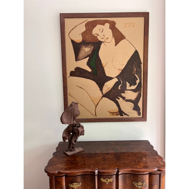 Gernot Kissel, Portrait, Lithograph on Paper Mounted on Board, 1990s For Sale - Image 4 of 6
