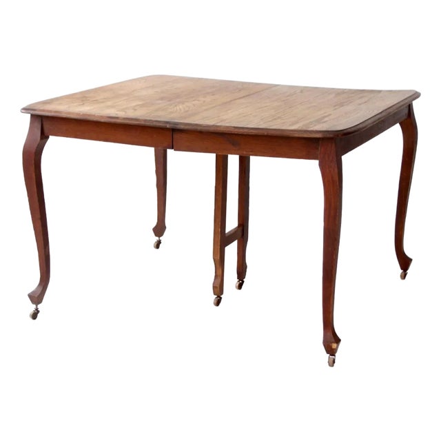 Antique Queen Anne Style Dining Table With Leaves For Sale