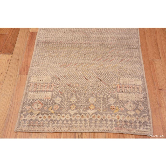 Tribal Nazmiyal Collection Tribal Geometric Neutral Grey Modern Runner Rug For Sale - Image 3 of 4