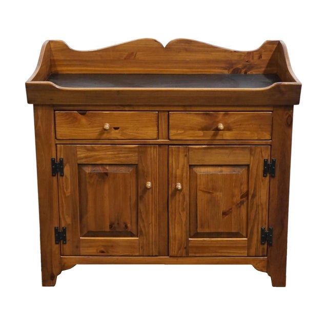 American Ethan Allen Country Craftsman Solid Pine Rustic Early American 32" Dry Sink Cabinet 19-6325 For Sale - Image 3 of 13