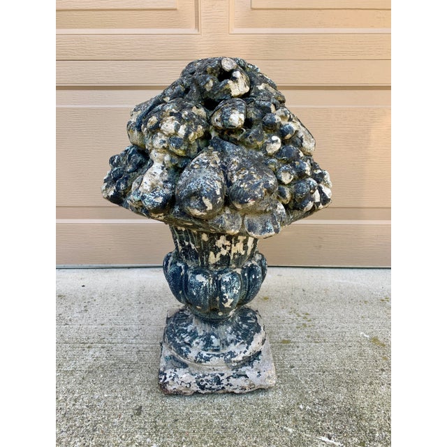 Stone Early 20th Century Neoclassical Cast Stone Fruit-Filled Urn For Sale - Image 7 of 10
