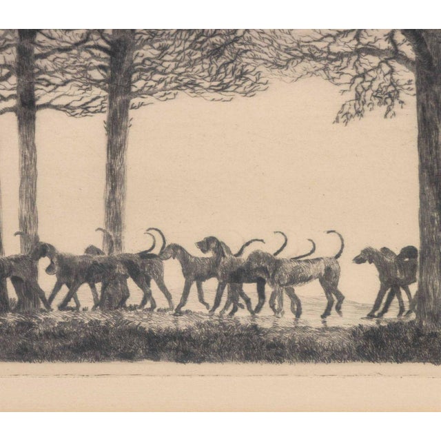 Mid 20th Century Paul Desmond Brown Fox Hunting Scene Drypoint For Sale - Image 5 of 7