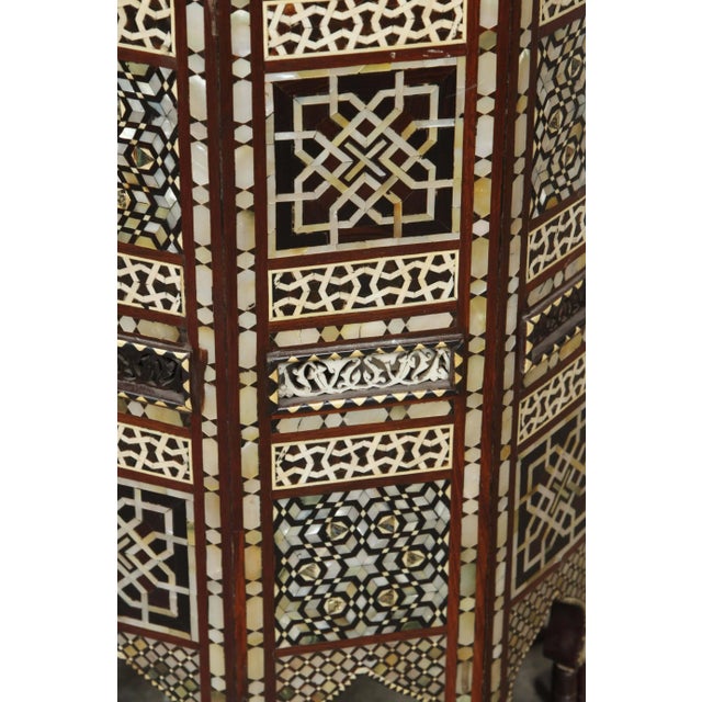 Pair of Antique Ottoman Moorish Abalone Mother-of-Pearl Inlaid Pedestal Tables For Sale - Image 11 of 11