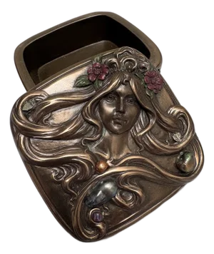 Vintage Textured Rococo Style Goddess Trinket Box