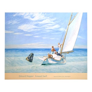 Edward Hopper Vintage 1990's Offset Lithograph Print Museum Poster " Ground Swell " 1939 For Sale