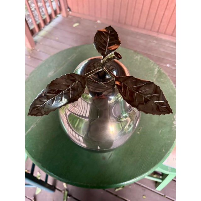 Vintage MCM Sculptural Pear Ice Bucket 14” Silver Tone 1970s Barware 3 Leaf For Sale In Atlanta - Image 6 of 15