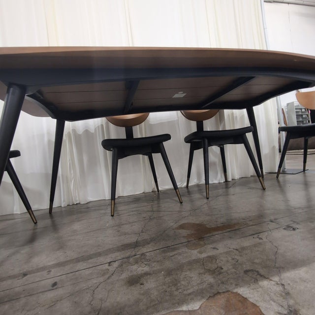 Scandinavian Designs Lanson 7-Piece Dining Set, Solid Poplar Table and 6 Chairs, Light Walnut For Sale - Image 4 of 10