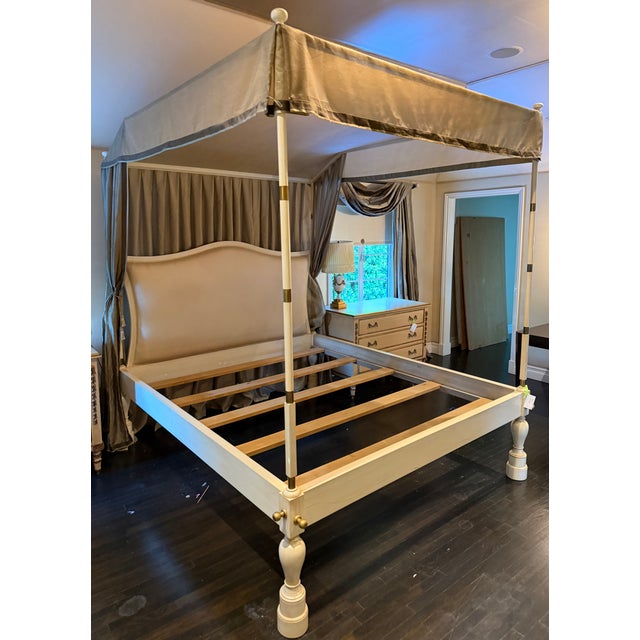 Martyn Lawrence Bullard Faux Ivory Modern Designer King Bed For Sale In Los Angeles - Image 6 of 8