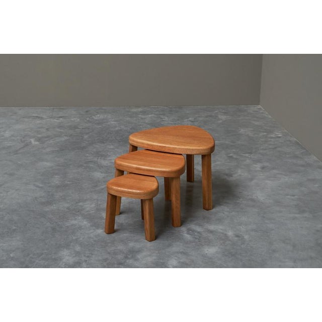 Nesting Tables in Oak, 1940s, Set of 3 For Sale - Image 11 of 13