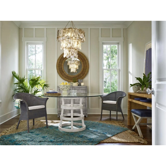 Coastal Shoreline Round Glass 54" Table, Beige For Sale - Image 3 of 9