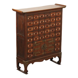 Antique Chinese Elm Apothecary Cabinet For Sale