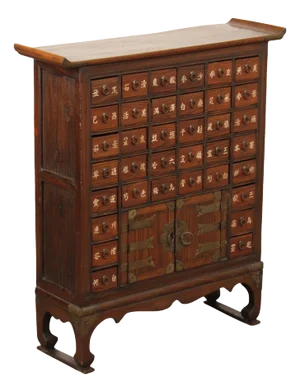Antique Chinese Elm Apothecary Cabinet