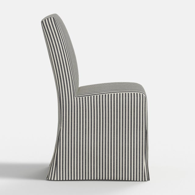 Slipcover for Stoffer Home x Cloth & Company for Lindy Slipcover Dining Chair in Jane Stripe Carbon For Sale In Chicago - Image 6 of 7