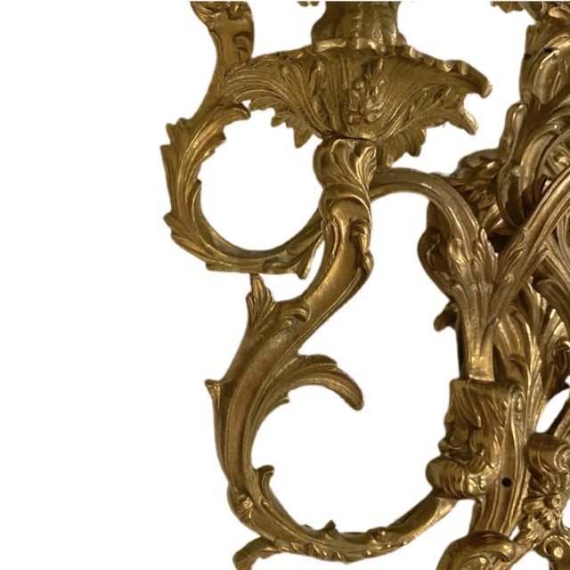 19th Century French Rococo 5 Arm Wired Wall Sconces - A Pair For Sale - Image 9 of 11