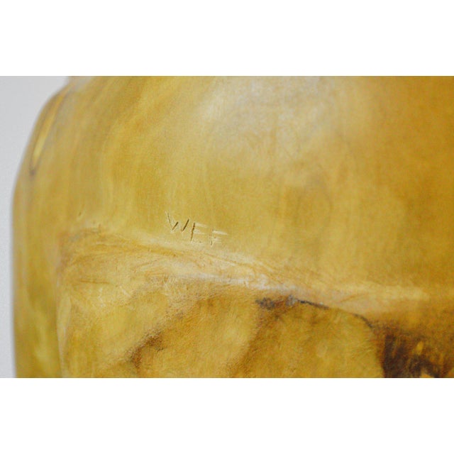 Hand Carved Signed Biomorphic Solid Wood Large Seated Female Sculpture For Sale - Image 9 of 13