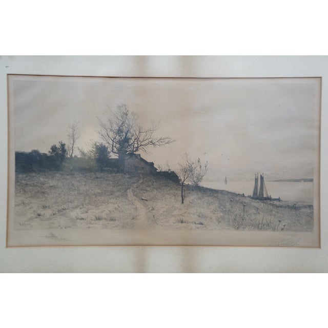 Antique Edward Loyal Field Signed Lake Champlain Landscape Etching 31" For Sale - Image 4 of 12