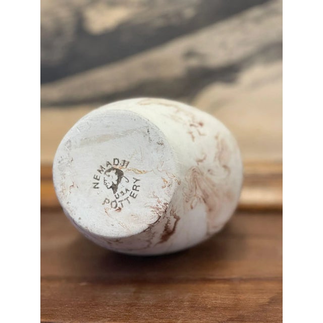 White Vintage Handmade Double Spout Nemadji Vase For Sale - Image 8 of 8