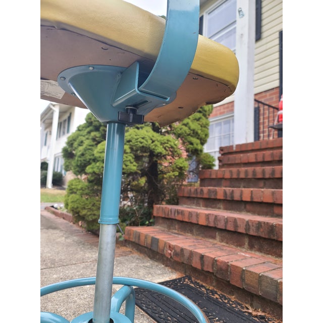 1960s Vintage Adjusto Equipment Company Drafting Chair Stool Vinyl Cushion Back Rest Swivel Adjustable With Foot Ring For Sale - Image 12 of 12