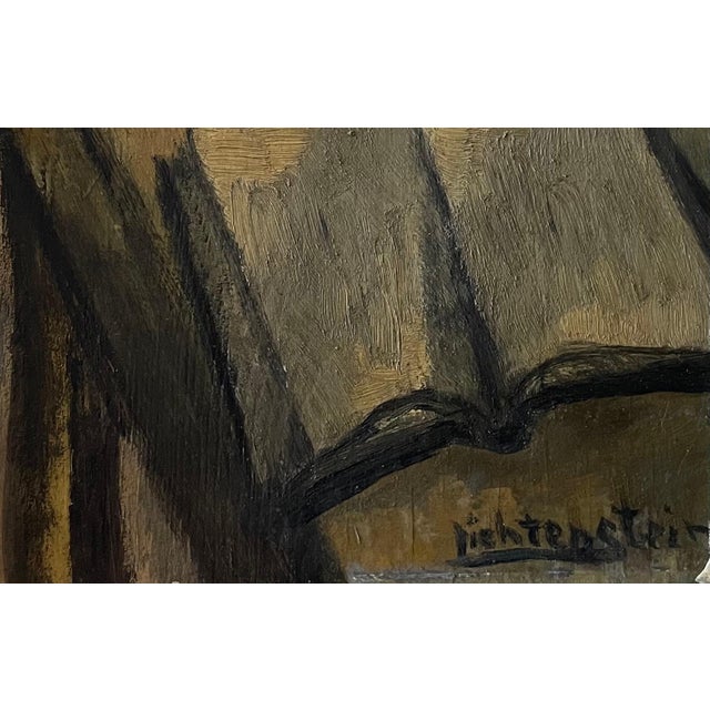 Isaac Lichtenstein 1, Modernist Rabbi Oil Painting Judaica Jewish Synagogue Scene Paris. Lichtenstein., c.1920's-1930's For Sale In Miami - Image 6 of 7