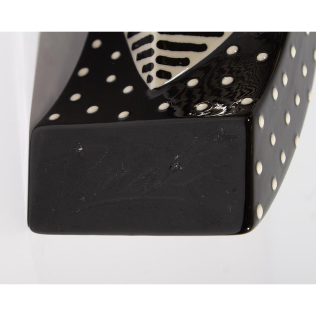 Signed Ceramic Postmodern Candlestick Holders by Michael Duvall For Sale - Image 9 of 9