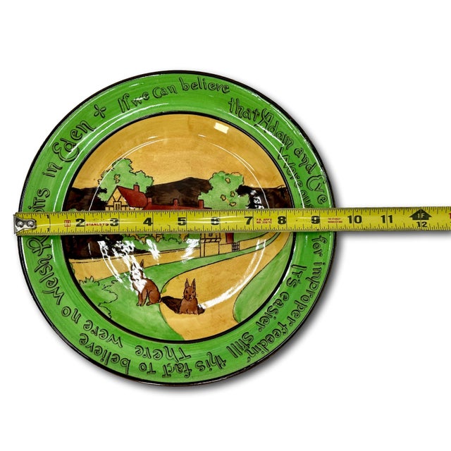 Set of 3 Antique Ye Olde English Staffordshire Pottery Rabbit Motto Plates - Wall Hanger Brackets Included For Sale - Image 15 of 18