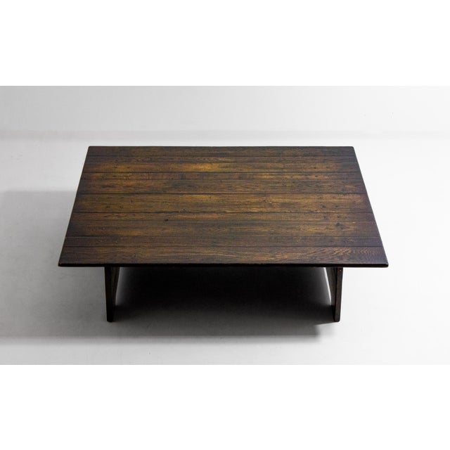 Large Rustic Brutalist Coffee Table in Patinated Wood, 1980s For Sale - Image 11 of 17