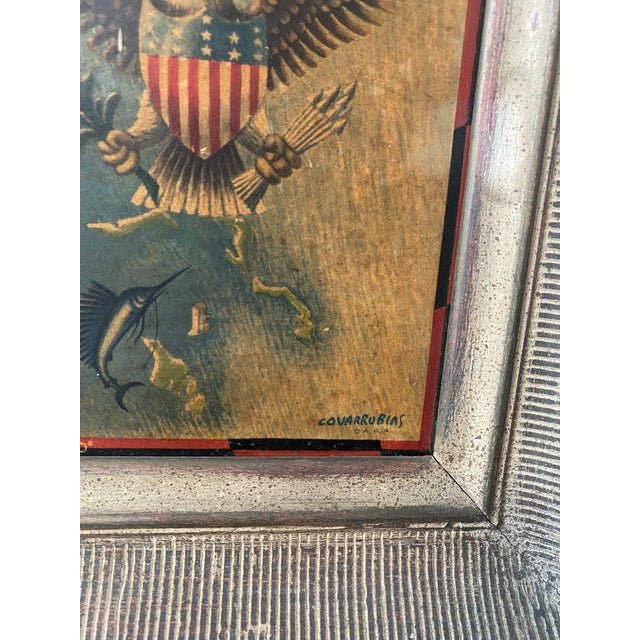 Paper 1940's Pictorial Map of the United States by Miguel Covarrubias 41”x31” For Sale - Image 7 of 11